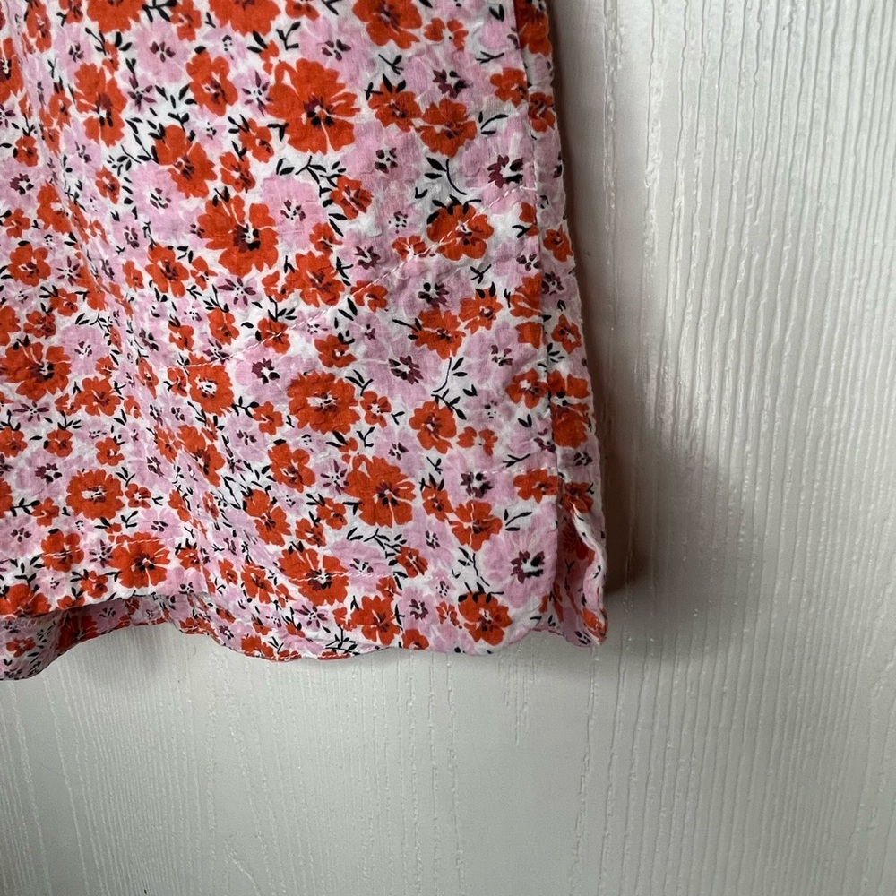Hello Molly Pink Orange Cotton High Waisted Floral Print Shorts Size 4 - Picture 3 of 7
